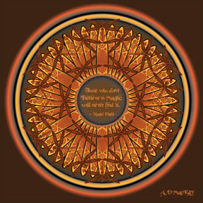 celtic dragonfly mandala in orange and brown