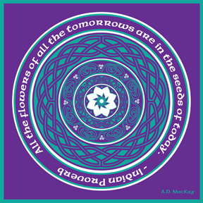 celtic lotus mandala in teal and purple