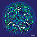 celtic mermaid mandala in blue and green