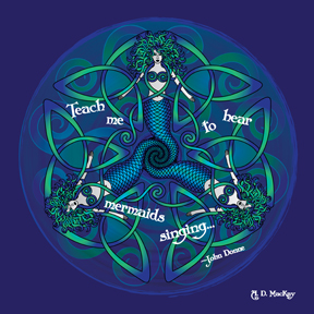 celtic mermaid mandala in blue and green