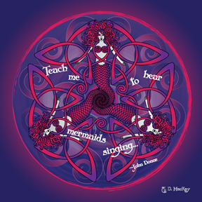 celtic mermaid mandala in pink and purple
