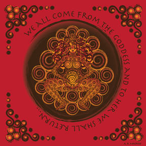 celtic pagan fertility goddess in red