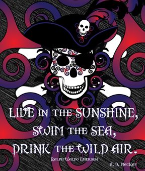 celtic spiral pirate in blues and reds